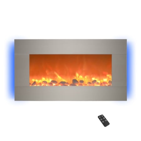 Hastings Home 31 inch LED Backlit Fireplace, Silver 350020NKD